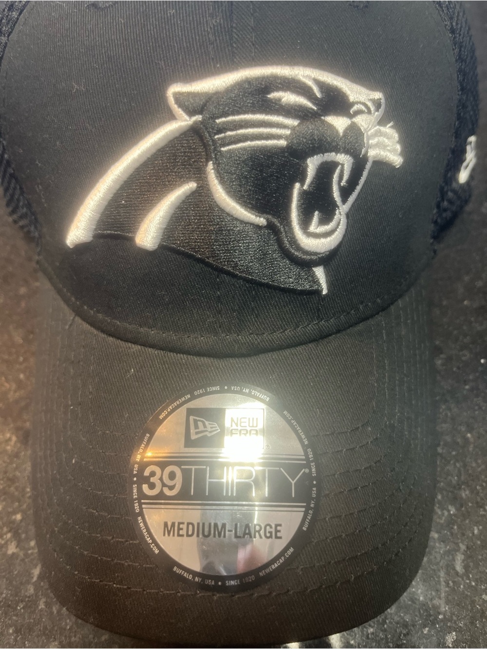 New Era Black & White Panthers 39THIRTY Fitted Trucker Cap - Picture 3 of 5